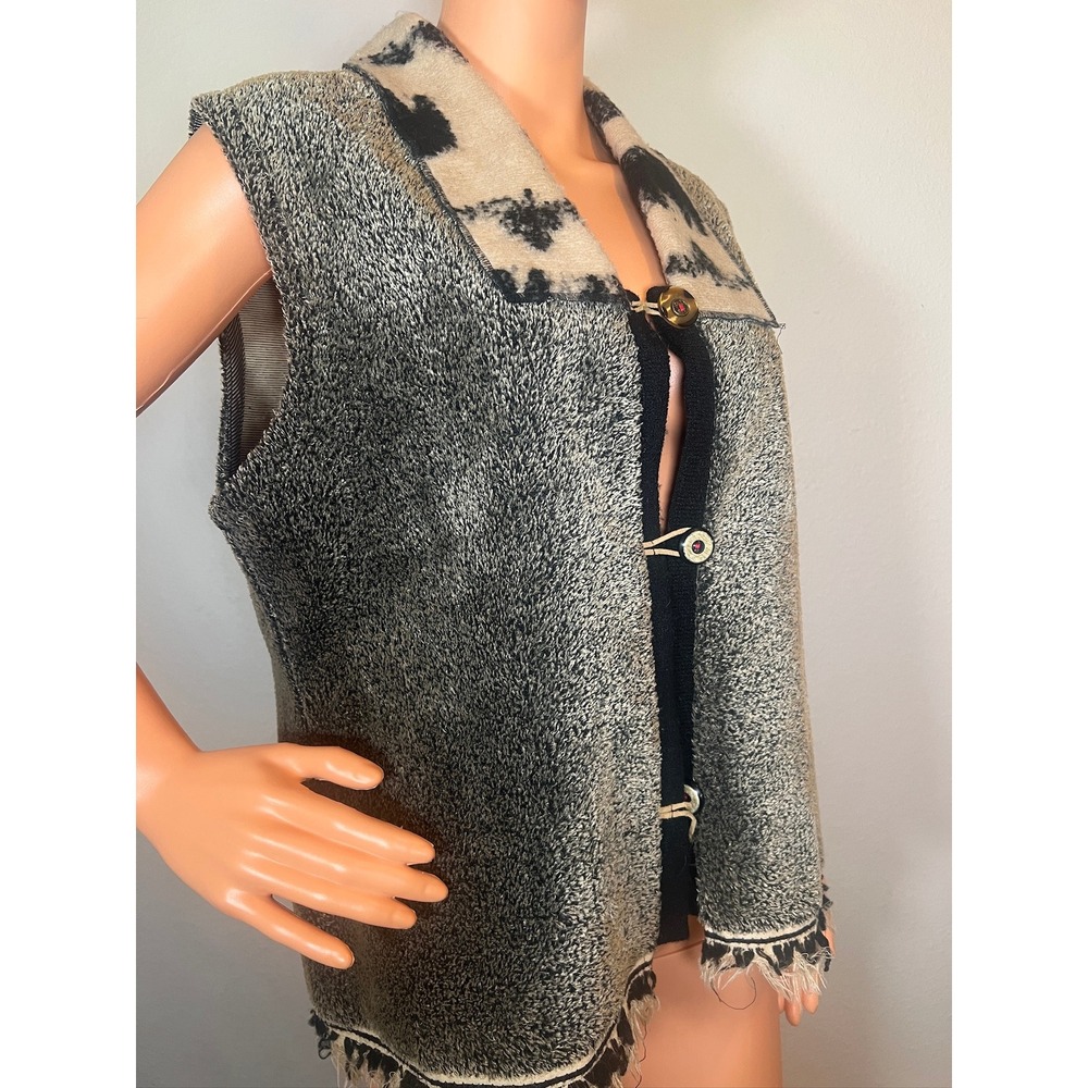 Vintage K.d. Spring Sweater‎ Vest Buffalo Plaid Moose Rustic Cabincore Cozy L